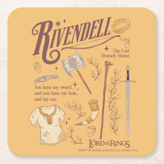 RIVENDELL™ Watercolor Collage Graphic スクエアペーパーコースター (正面)