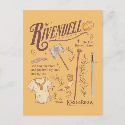 RIVENDELL™ Watercolor Collage Graphic ポストカード (正面)
