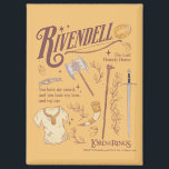 RIVENDELL™ Watercolor Collage Graphic マグネット<br><div class="desc">Journey across Middle-Earth™ with this beautifully illustrated Lord of the Rings™ design featuring Rivendell™. Featuring an artful collection of iconic elements — including an Elven blade, bow, axe, staff, and the One Ring — this collage captures the strength, unity, and quiet wisdom found within the Fellowship. Meaningful phrases like “You...</div>
