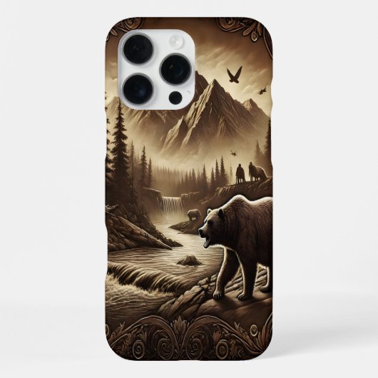 Riverによるレザーデザインの熊 iPhoneケース (裏面)