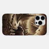 Riverによるレザーデザインの熊 iPhoneケース (裏面横)