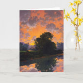 River at Scutney by Maxfield Parrish greeting card カード (黄色い花)