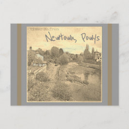 River Hfren Severn in Newtown, Powys Sepia ポストカード