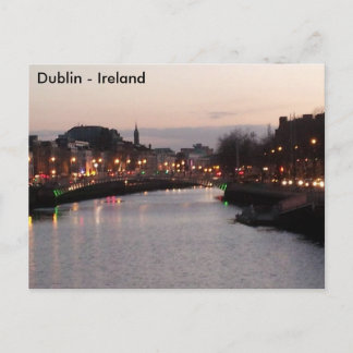 River Liffey Night、Dublin City、アイルランドポストカード ポストカード