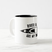 River Miles Are My Therapy Kayaking ツートーンマグカップ (正面左)