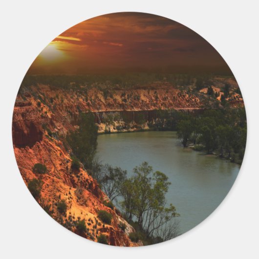 River Murray Australia Sunset, Round Stickers ラウンドシール (正面)