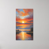 River of Fire: Serene Sunset Reflections キャンバスプリント (正面)
