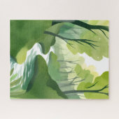 River of Green | 水彩画の森の風景 ジグソーパズル (横)