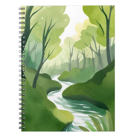 River of Green | Forest Watercolor Painting ノートブック (正面)
