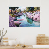 River of Tanara Watercolor Landscape Art Print ポスター (キッチン)
