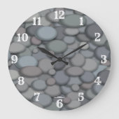 River Pebbles with White Numbers ラージ壁時計 (正面)