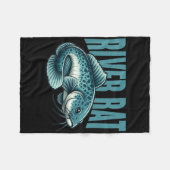 River Rat Catfish Fishing Fish Fisherman  フリースブランケット (正面(横))
