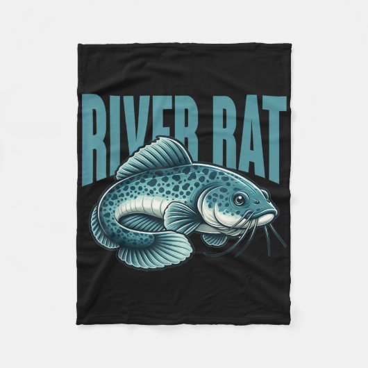 River Rat Catfish Fishing Fish Fisherman  フリースブランケット (正面)