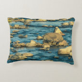 River rocks on the water with sunlight scenery アクセントクッション (裏面)