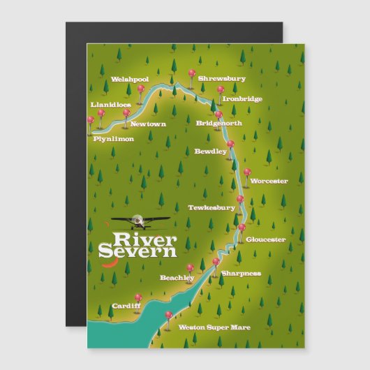River Severn Walesイングランドの旅行マップ (正面/裏面)