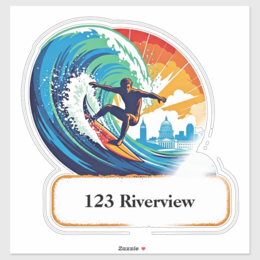 River surfer mailbox address sticker シール (シート)