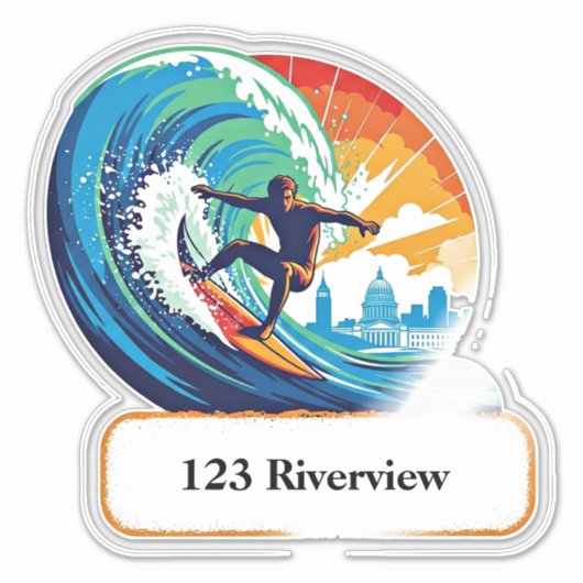 River surfer mailbox address sticker シール (正面)