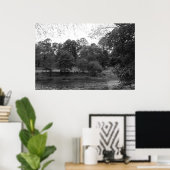 River Taff at Bute Park, Cardiff - BW ポスター (ホームオフィス)