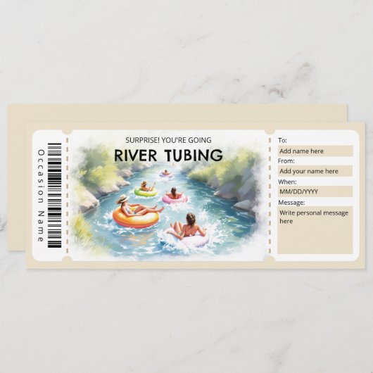 River Tubing Gift Certificate 招待状 (正面/裏面)