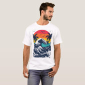 River Wave Retro Sunset Tシャツ (正面フル)