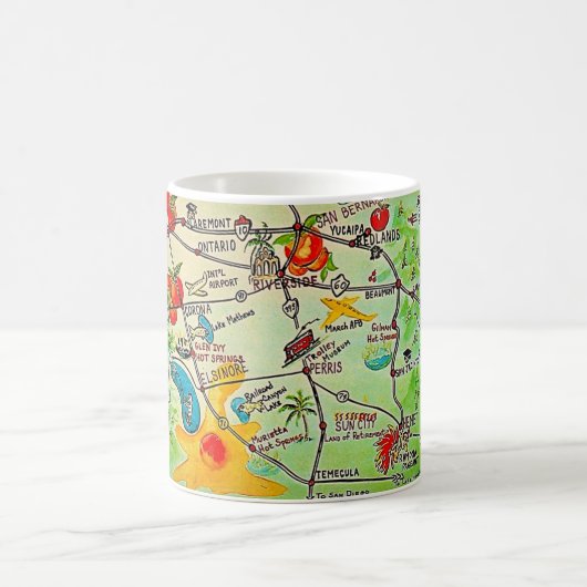 Riverside, Colorful Hand-Drawn California Mug コーヒーマグカップ (中央)