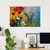 Riverside – Expressive Abstract Meadow ポスター (ホームオフィス)