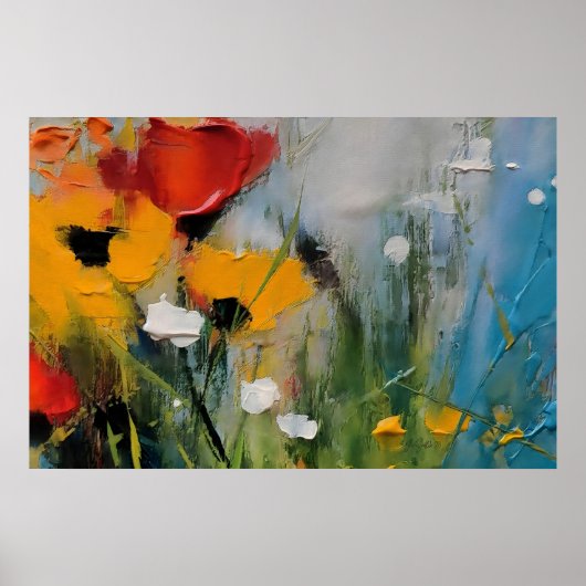 Riverside – Expressive Abstract Meadow ポスター (正面)