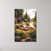 Riverside Serenity – Cinematic Cabin Canvas Print キャンバスプリント (正面)
