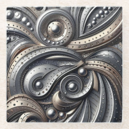 riveted metal curves  ガラスコースター