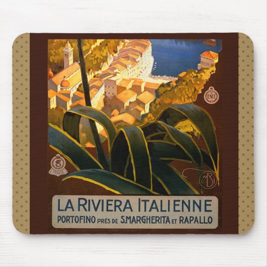 Rivieraイタリアン Europe Italy旅行ポスター マウスパッド (正面)