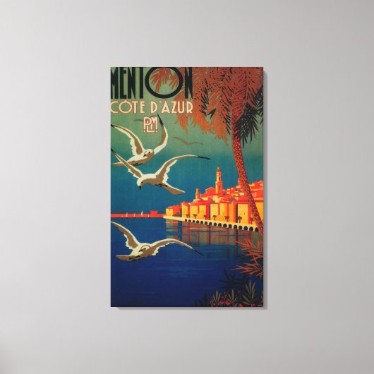 Rivieraフランスの旅行ポスター# 1 キャンバスプリント (正面)