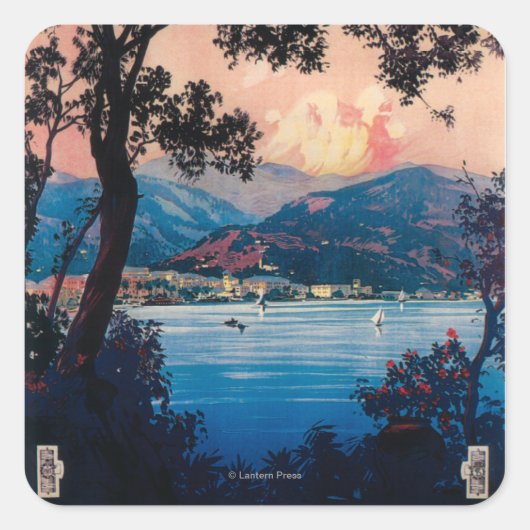 Riviera旅行イタリアンポスター スクエアシール (正面)