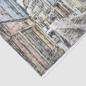 Riviera通りフランスの建物スケッチデコページ 薄葉紙 (詳細)