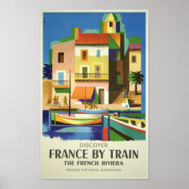 Riviera -ヴィンテージDiscover France by Train Poster ポスター