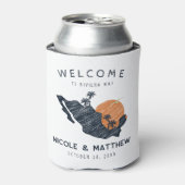 Riviera Maya Mexico Navy Map 結婚's Welcome 缶クーラー (缶正面)