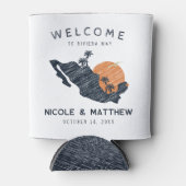 Riviera Maya Mexico Navy Map 結婚's Welcome 缶クーラー (正面)