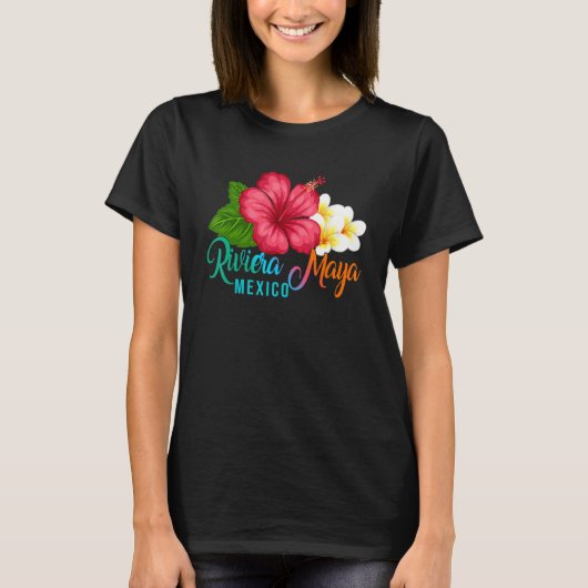 Riviera Maya Vacation Mexico Tropical Hibiscus Flo Tシャツ (正面)