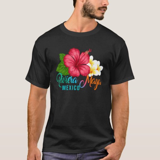 Riviera Maya Vacation Mexico Tropical Hibiscus Flo Tシャツ (正面)