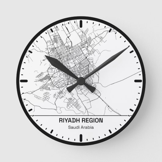 Riyadh Clock City Line Art ラウンド壁時計 (正面)