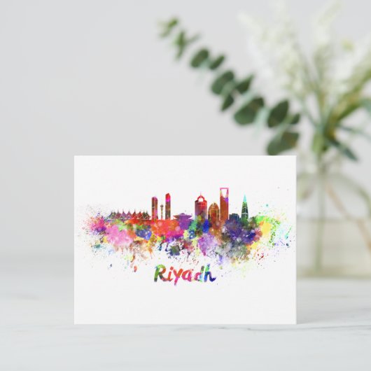 Riyadh skyline in watercolor ポストカード (スタンド正面)