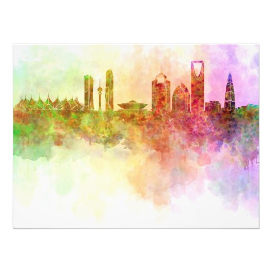 Riyadh skyline in watercolour background フォトプリント            (正面)