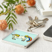 Riyah李は虹のPoopingのユニコーンを設計します キーホルダー (側面)