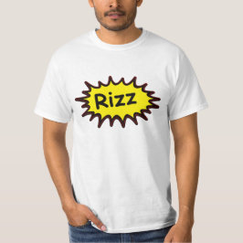 'Rizz'おもしろいホワイトTシャツユーモアミームティー Tシャツ