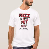Rizz チャリズマ スラング 赤 黒 tシャツ (正面)