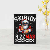 Rizz Christmas Santa 6 7 Funny Xmas Skibidi Rizzma カード (黄色い花)