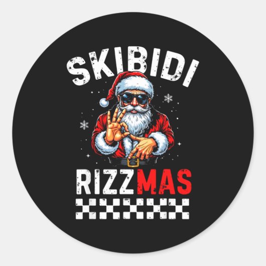 Rizz Christmas Santa 6 7 Funny Xmas Skibidi Rizzma ラウンドシール (正面)