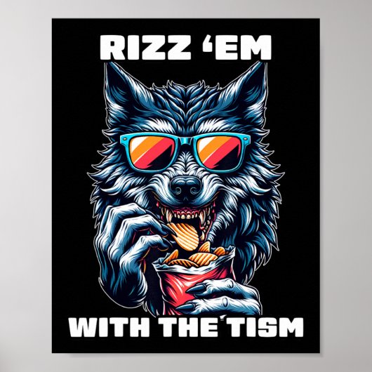 Rizz Em With The Tism 自閉症認知おもしろミーム ポスター (正面)