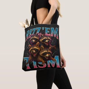 Rizz Em With The Tism Meme 自閉症 おもしろ アライグマ トートバッグ