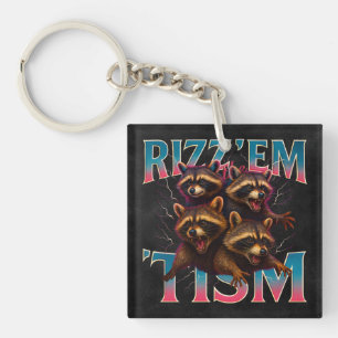 Rizz Em With The Tism Meme 自閉症 ユーモア アライグマ キーホルダー