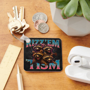 Rizz Em With The Tism Meme 自閉症 楽しい アライグマ キーホルダー